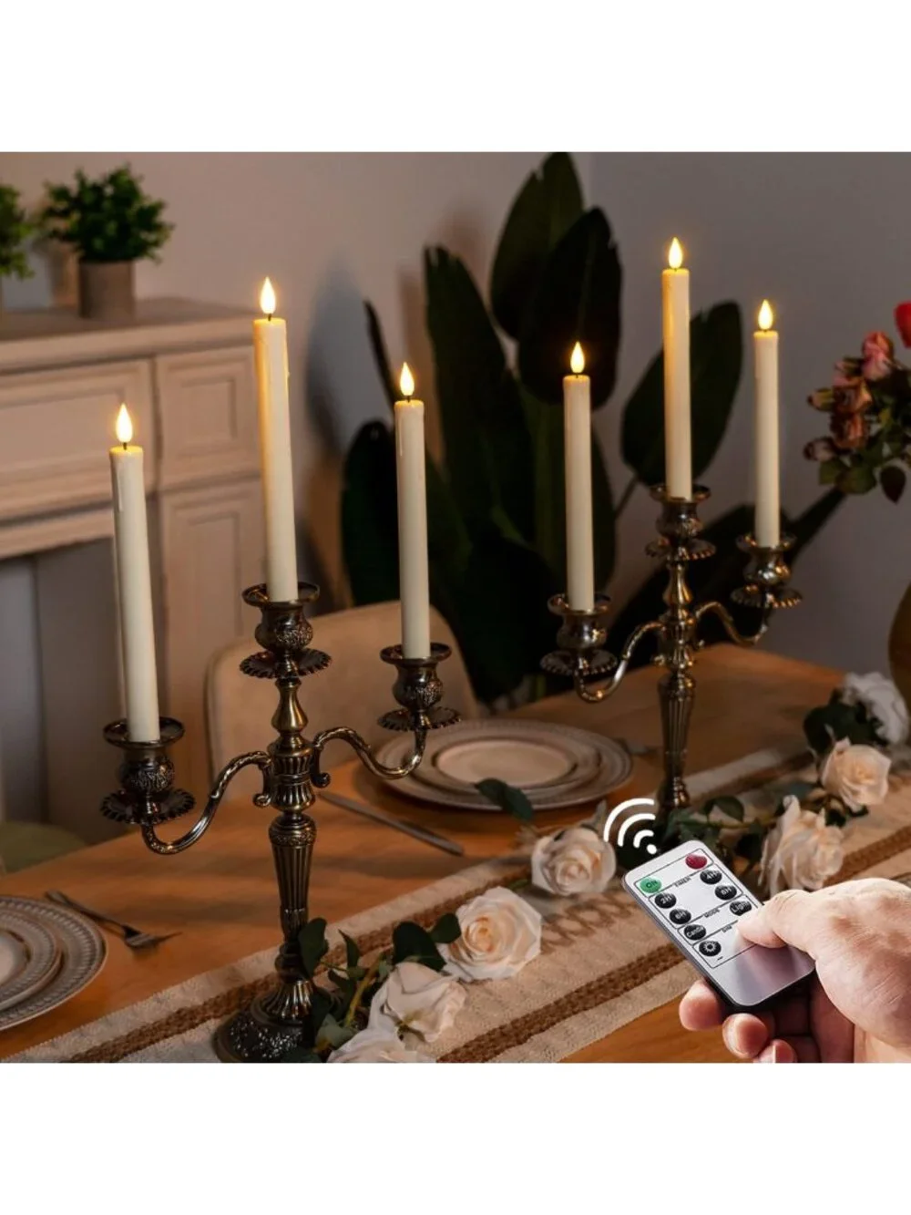 48 Pcs Flameless Taper Candles with Remote & Timer, Battery Operated LED Ivory